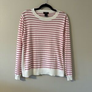 Sara Campbell Pink Striped Cotton/Cashmere  Sweater Small Preppy Lightweight